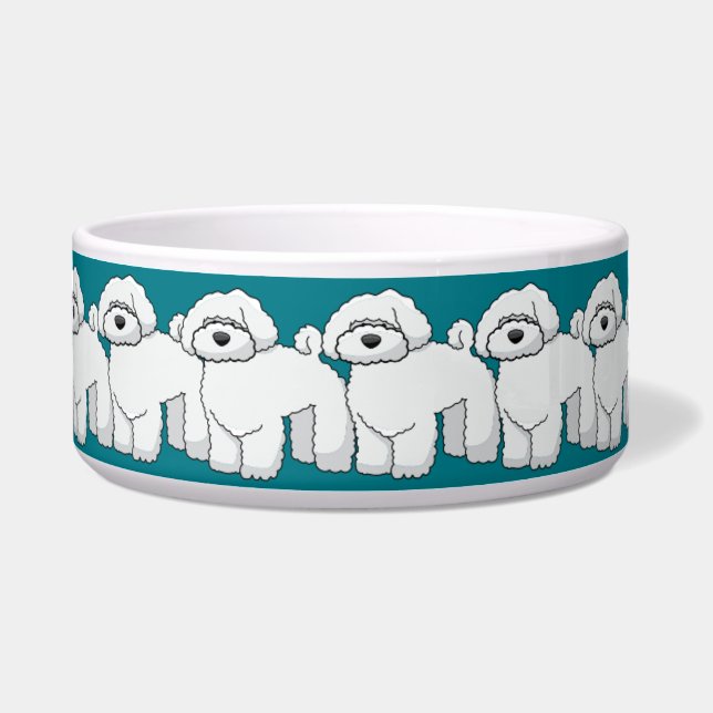 Écuelle Floofing White Motif Chiot Turquoise (Devant)