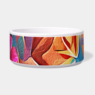 Écuelle Floral Abstract Art Orange Red Blue Flowers