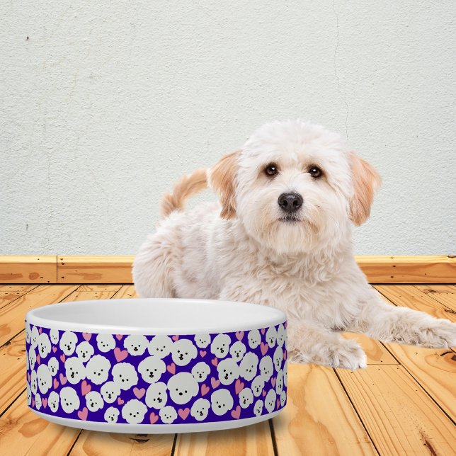 Écuelle Fluffy Bichon Visages et Coeurs Pet Bowl (Créateur téléchargé)