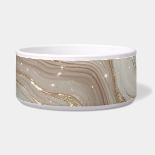 Écuelle Fond élégant en marbre beige avec paillettes dorée