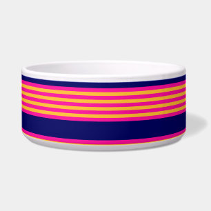 Écuelle Fuchsia et rayures jaunes avec bleu marine