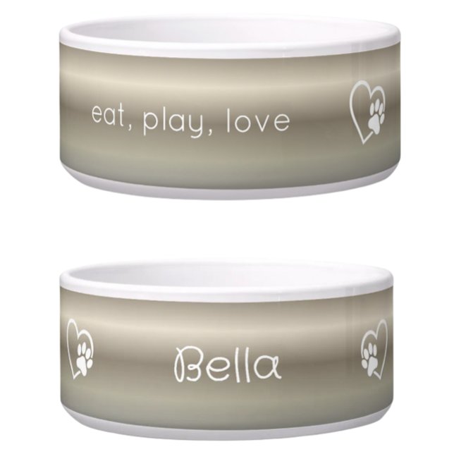Écuelle Gold 'eat, play, love' Dog Name Bowl (Créateur téléchargé)