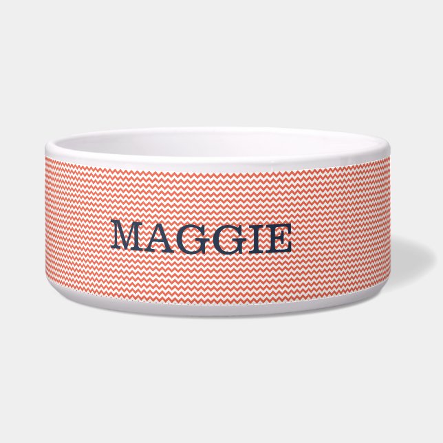 Écuelle Grand bol de chien du chevron rouge clair (Devant)