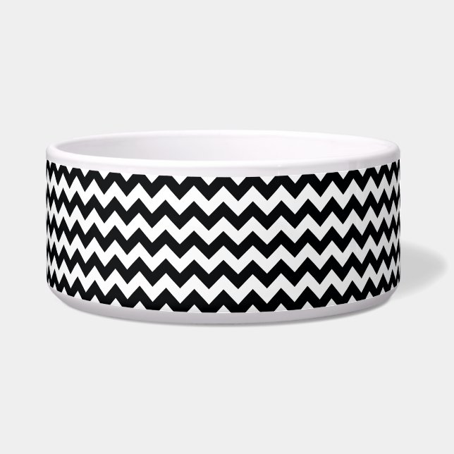 Écuelle Gras noir et blanc Chevron Zig Zag Motif (Devant)