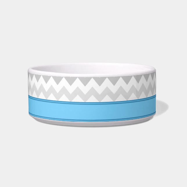 Écuelle Gray Chevron Blue personnalisé Cat Bowl (Droite)