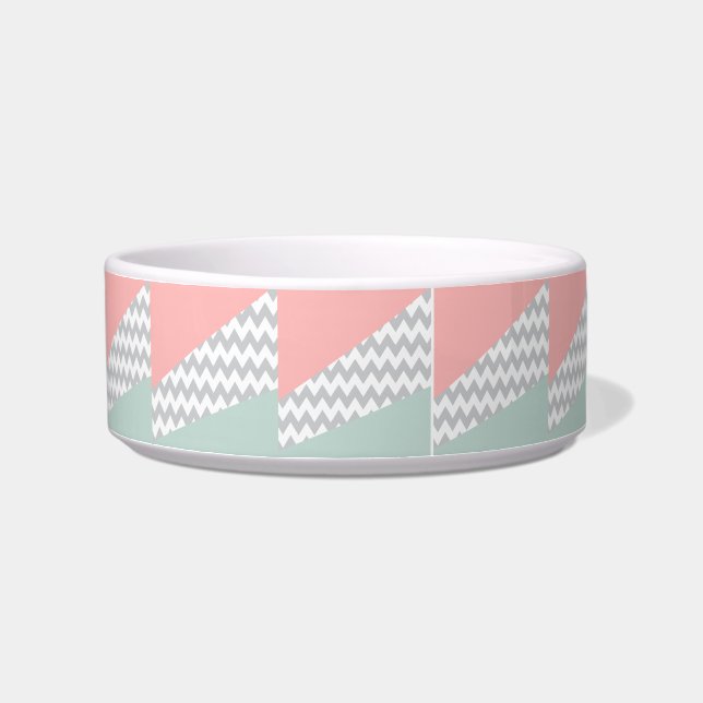 Écuelle Gray Chevron Mint et Coral (Gauche)
