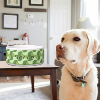 Écuelle Green Waves Pattern Ceramic Pet Bowl