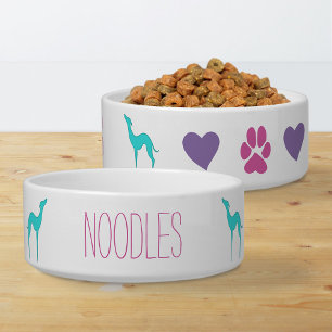 Écuelle Greyhound Whippet mignonette Paws and Hearts Nom d