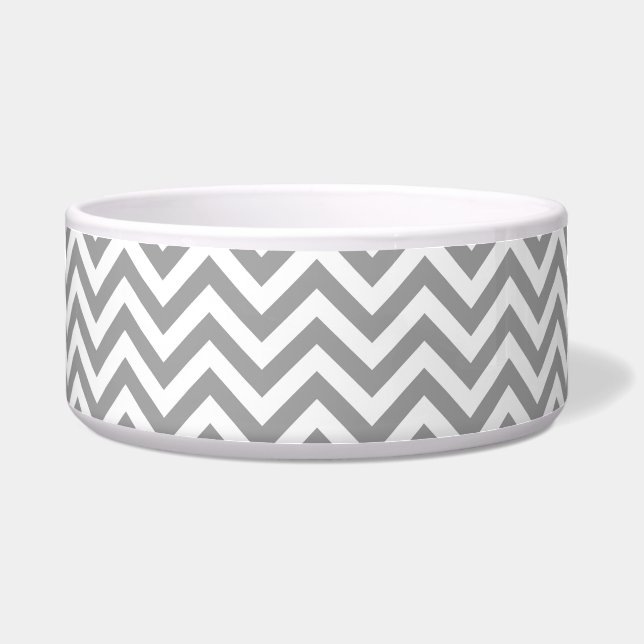 Écuelle Gris foncé Blanc Grand Motif Chevron ZigZag (Devant)