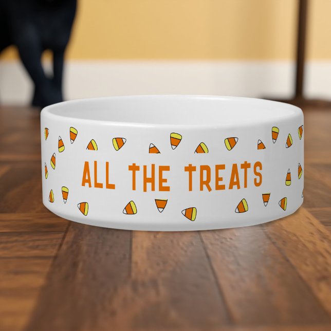 Écuelle Halloween Candy Corn Tous les traitements Pet Dog  (Let pets join in the Halloween fun with this candy candy pattern food bowl)
