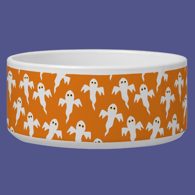 Écuelle Halloween fantôme mignon (Cute ghost orange pet bowl)