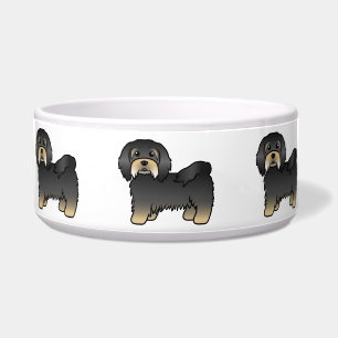 Écuelle Havanais noir et feu, chien de dessin animé mignon