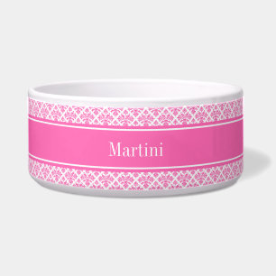 Écuelle Hot Pink 2 Wht Damask #3 Hot Pink Nom Monogram