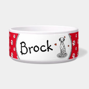 Écuelle I Love Dalmatians (noir 1) Coeurs mignon chien