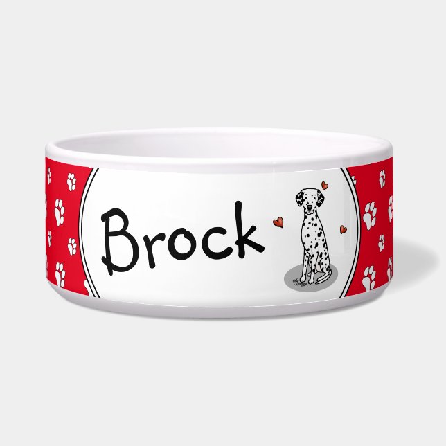 Écuelle I Love Dalmatians (noir 1) Coeurs mignon chien (Devant)