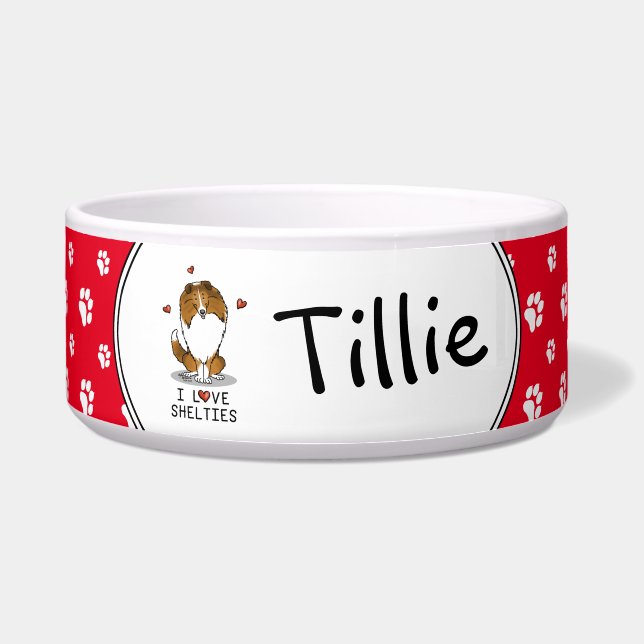 Écuelle I Love Shelts (sable 2) Shetland Sheepdogs mignonn (Devant)