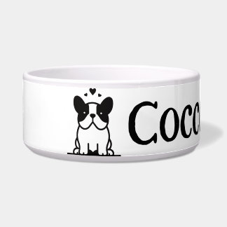 Écuelle Icône de bulldog française avec bol de nom