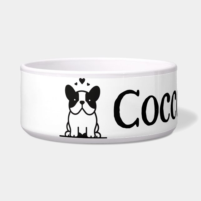 Écuelle Icône de bulldog française avec bol de nom (Devant)