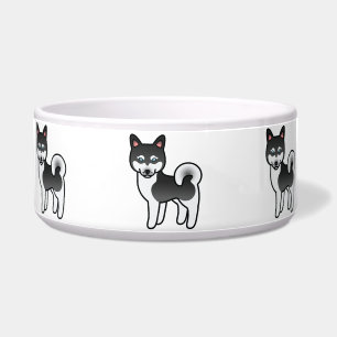 Écuelle Illustration de chien Alaskan Klee Kai noir et bla