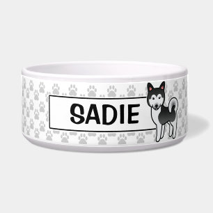 Écuelle Illustration de chien Malamute d'Alaska noir et bl