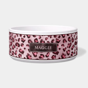 Écuelle Impression d'animal léopard rose avec faux feuille