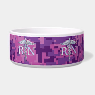 Écuelle Infirmière inscrite RN Silver Caduceus Fuchsia Cam