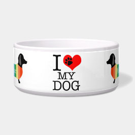 Écuelle Joli arc-en-ciel Dachshund Monogramme J'aime mon c