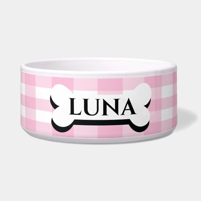 Écuelle Joli bol à chien peint rose (Devant)