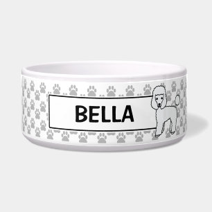 Écuelle Joli chien Caniche jouet blanc et nom personnalisé