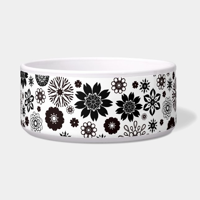 Écuelle Joli jeu moderne noir et blanc motif floral (Devant)
