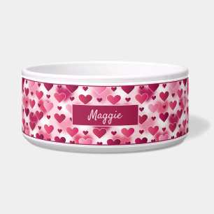 Écuelle Joli Motif de Coeurs Roses Avec Nom Personnalisé