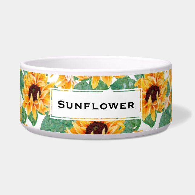 Écuelle Joli tournesol Jaune et Motif vert (Devant)