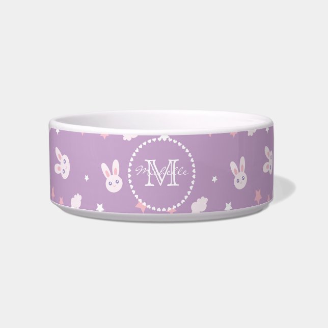 Écuelle Jolie fille lapin rose lapin Pastel Purple Nom (Devant)