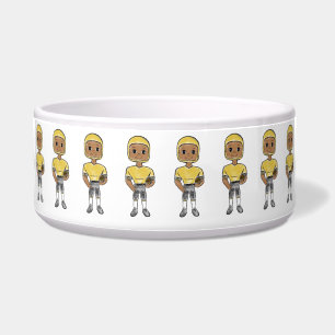 Écuelle joueur de football vintage rétro noir jaune simple