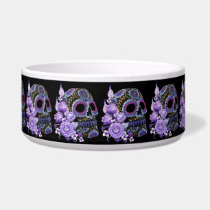 Écuelle Jour noir floral pourpre de crâne de sucre des