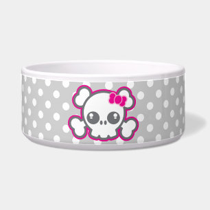 Écuelle Kawaii Pink Ribbon Skull Dog Bowl