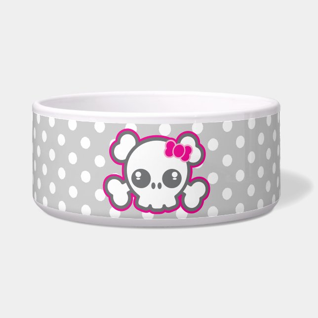 Écuelle Kawaii Pink Ribbon Skull Dog Bowl (Devant)