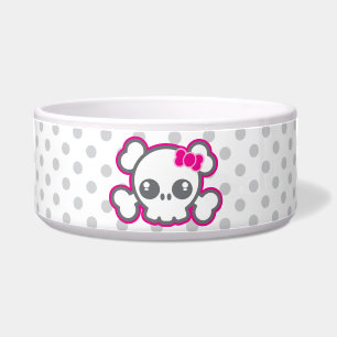 Écuelle Kawaii Pink Ribbon Skull Dog Bowl