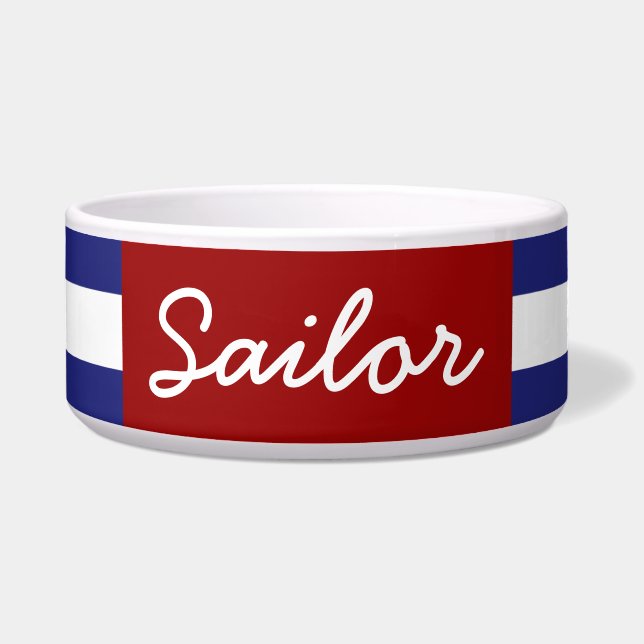 Écuelle La rayure bleue et blanche nautique classique (Devant)