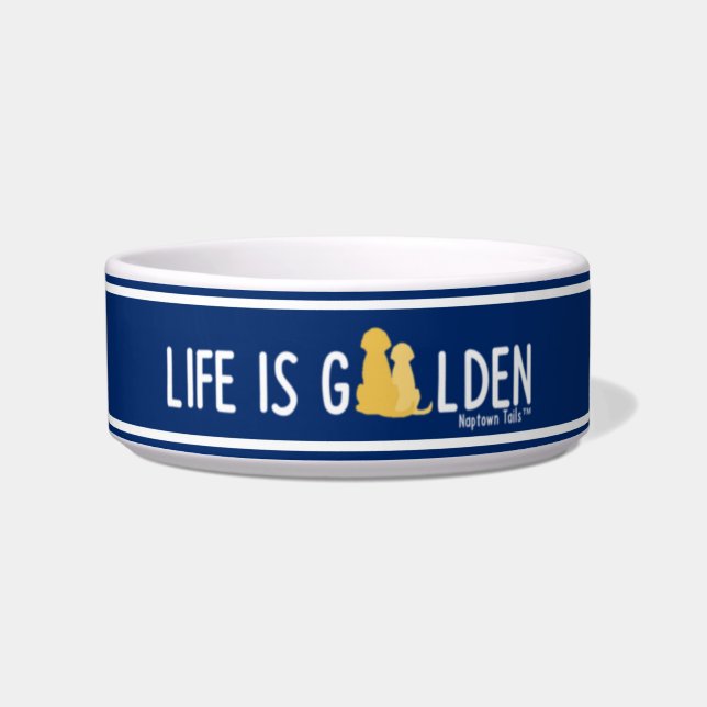 Écuelle La vie est Golden Ceramic Dog Bowl (Devant)