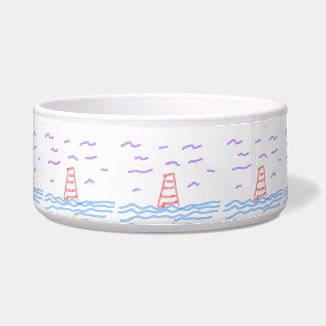 Écuelle Le phare et la jetée en céramique Pet Bowl (Devant)