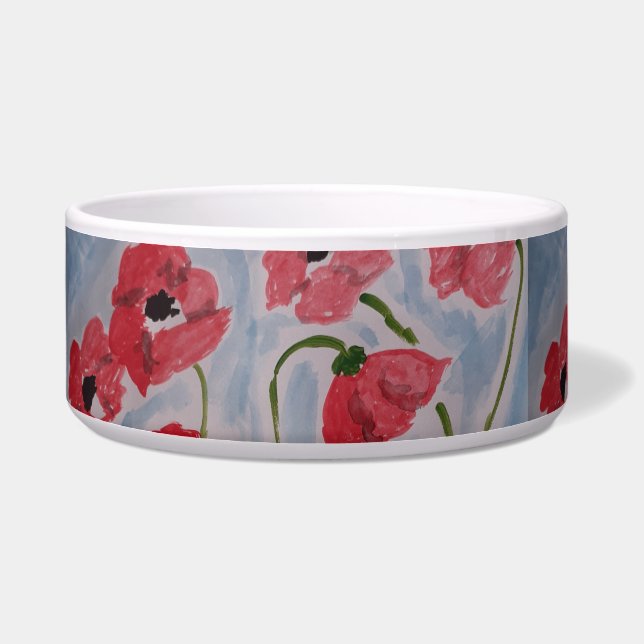 Écuelle Le Wild Red Poppies Ceramic Pet Bowl (Gauche)