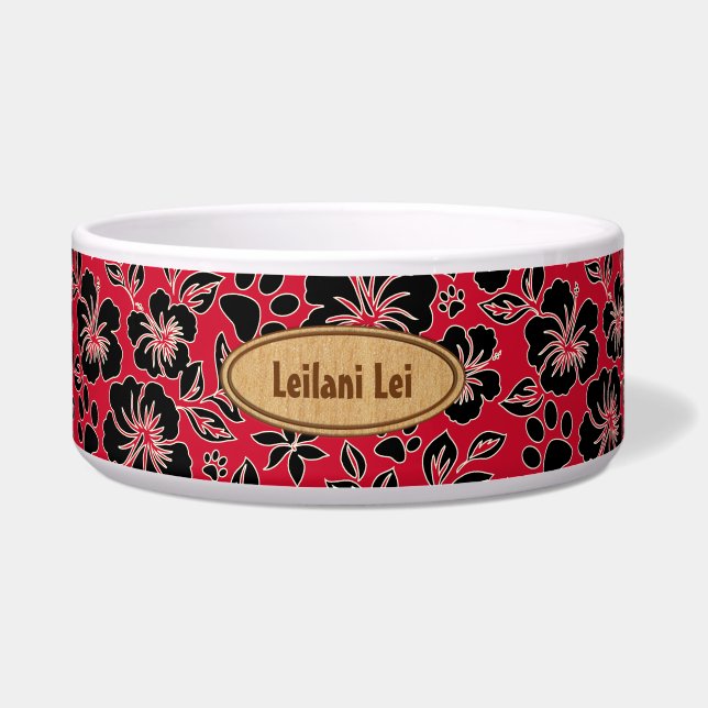 Écuelle Lilikoi Paw Hibiscus Hawaïen Monogramme Rouge (Devant)