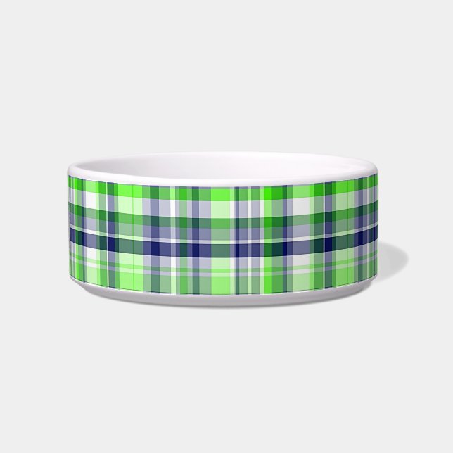 Écuelle Lime Green, Navy Blue, White Preppy Madras Plaid (Droite)