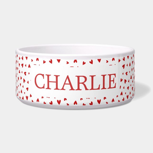 Écuelle Little Love Hearts Pattern - Personalised Pet Bowl (Devant)