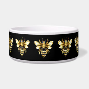 Écuelle Logo Faux Gold Foil Bee Polygonal sur Noir
