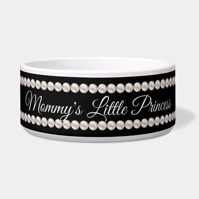 Écuelle Luxueux Pearls Chic Princess Pet Personnalisé (Devant)