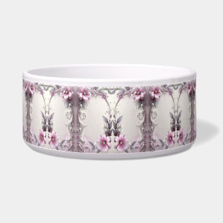 Écuelle Mangeoire pour animaux à cadre floral rose