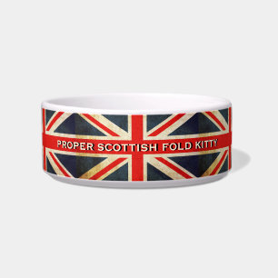 Écuelle Manipulé Union Jack Scottish Pold Cat Kitty Pet