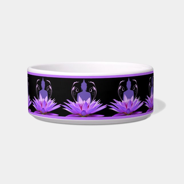 Écuelle Médaille Zen Yoga Lotus Fleur Purple Chat Dog (Devant)